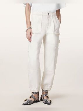 All Saints Mila Tapered Cargo Denim Pants Off White Size 4